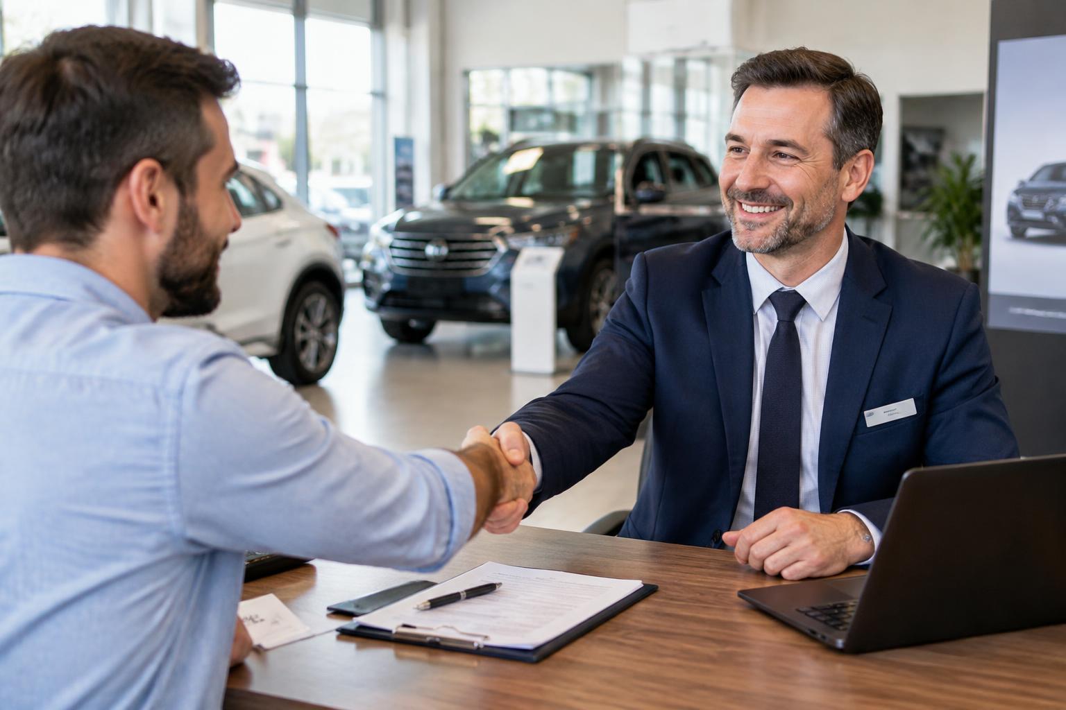 Auto finance manager approving a customer
